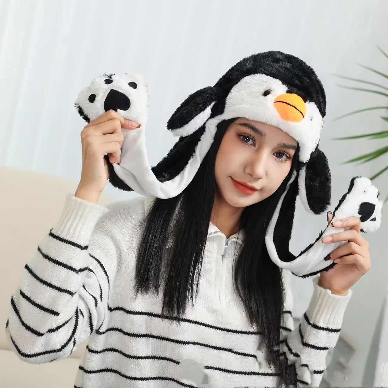 Cartoon Warm Hat with Moving Ears